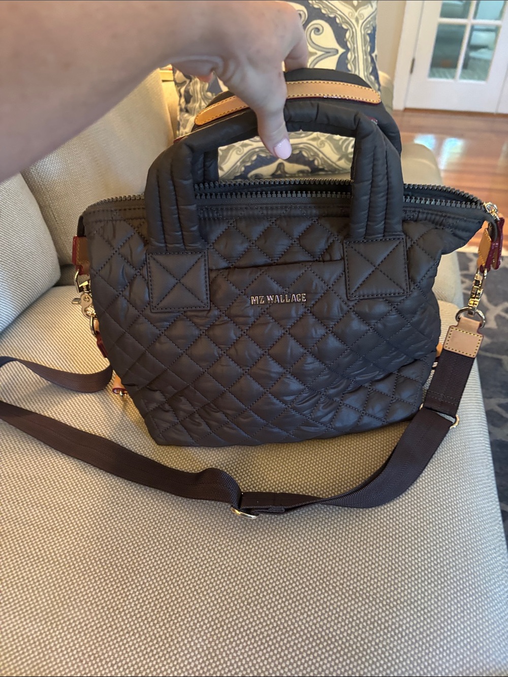 MZ WALLACE Quilted Small Metro Crossbody Tote with Leather Accents - Picture 4 of 6